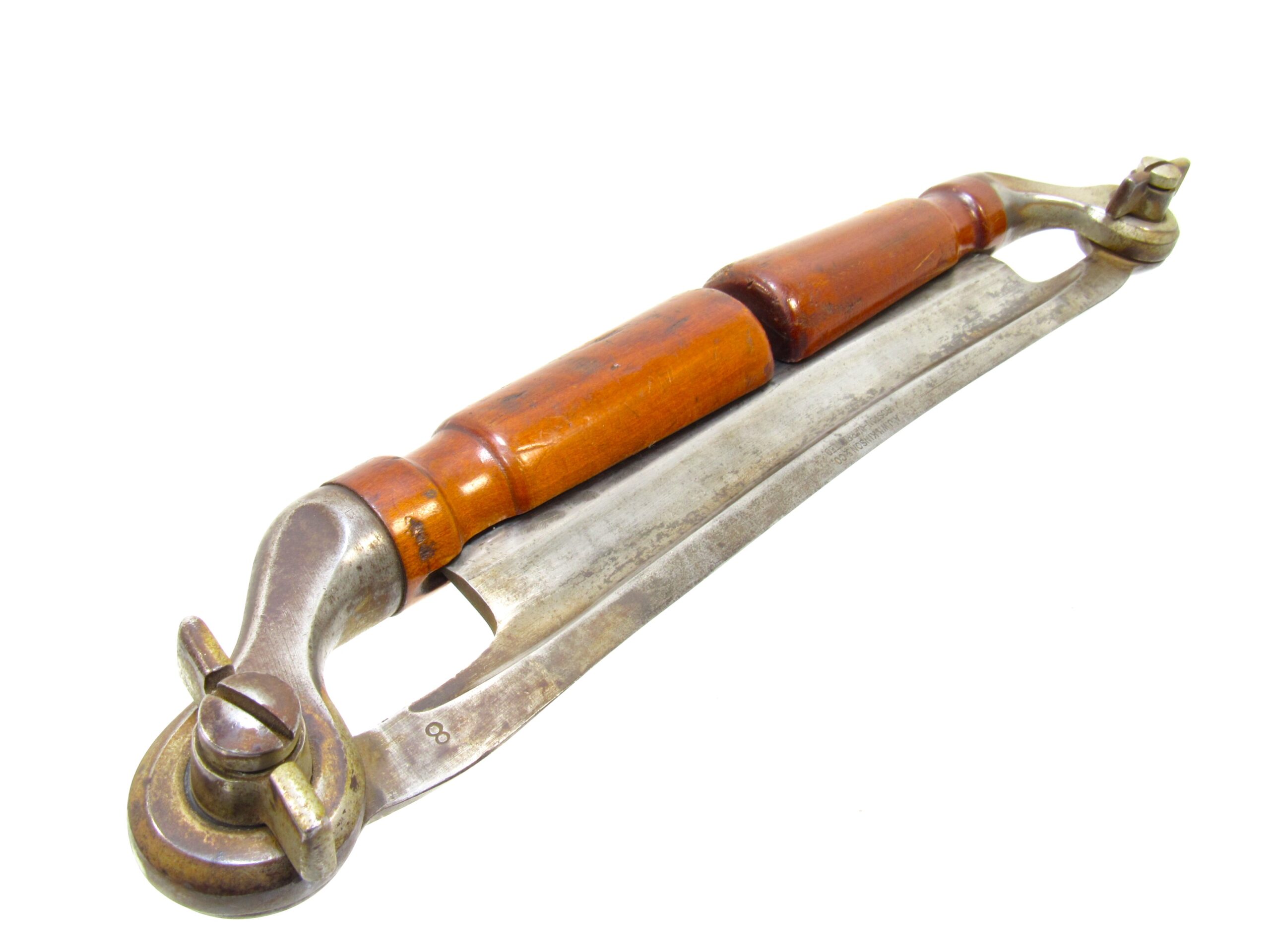 EXTRA NICE A J WILKINSON & CO BOSTON 8" FOLDING HANDLE DRAW KNIFE