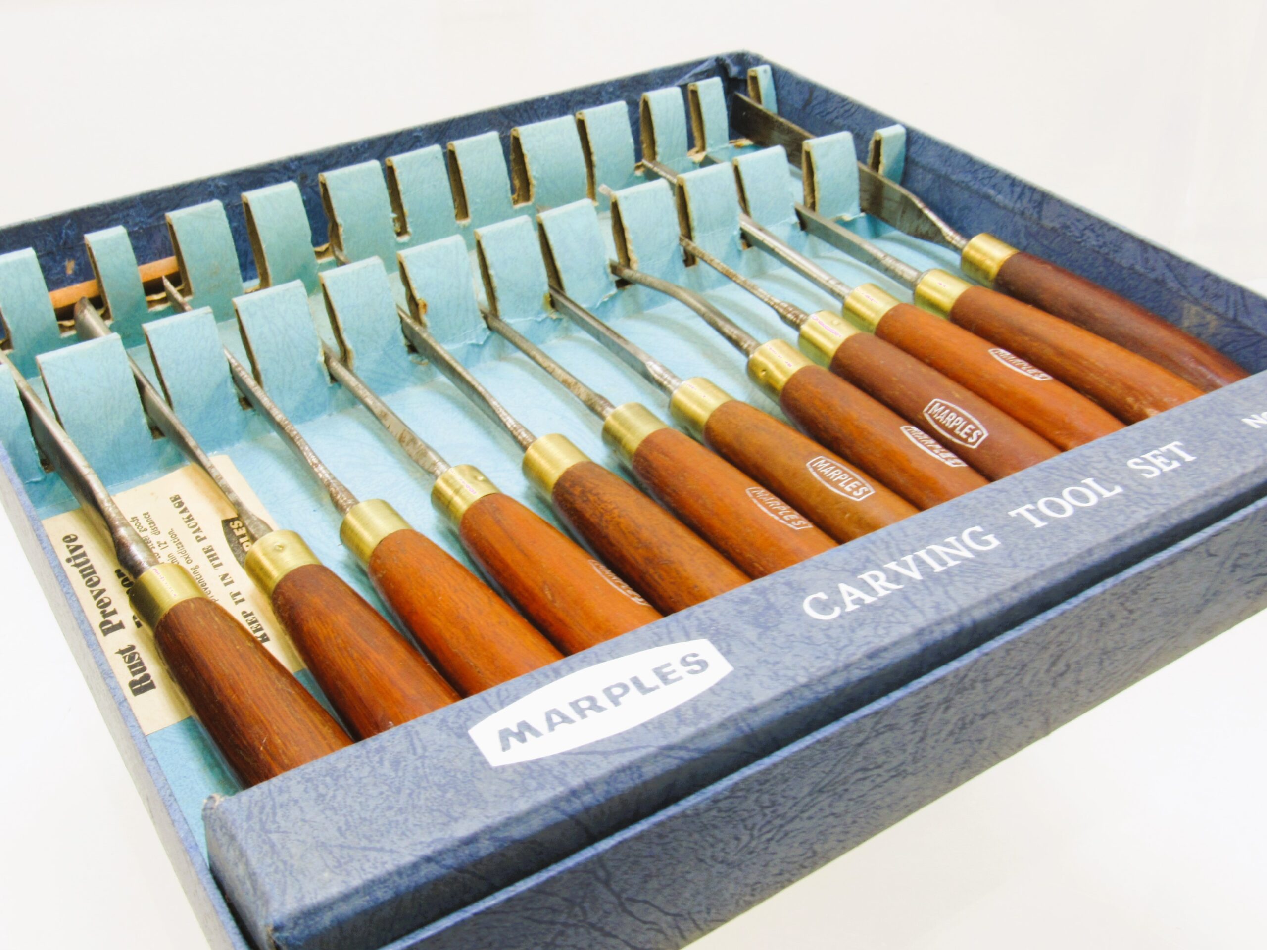SUPERB SET OF 12 MARPLES CARVING CHISELS IN ORIGINAL BOX Michael