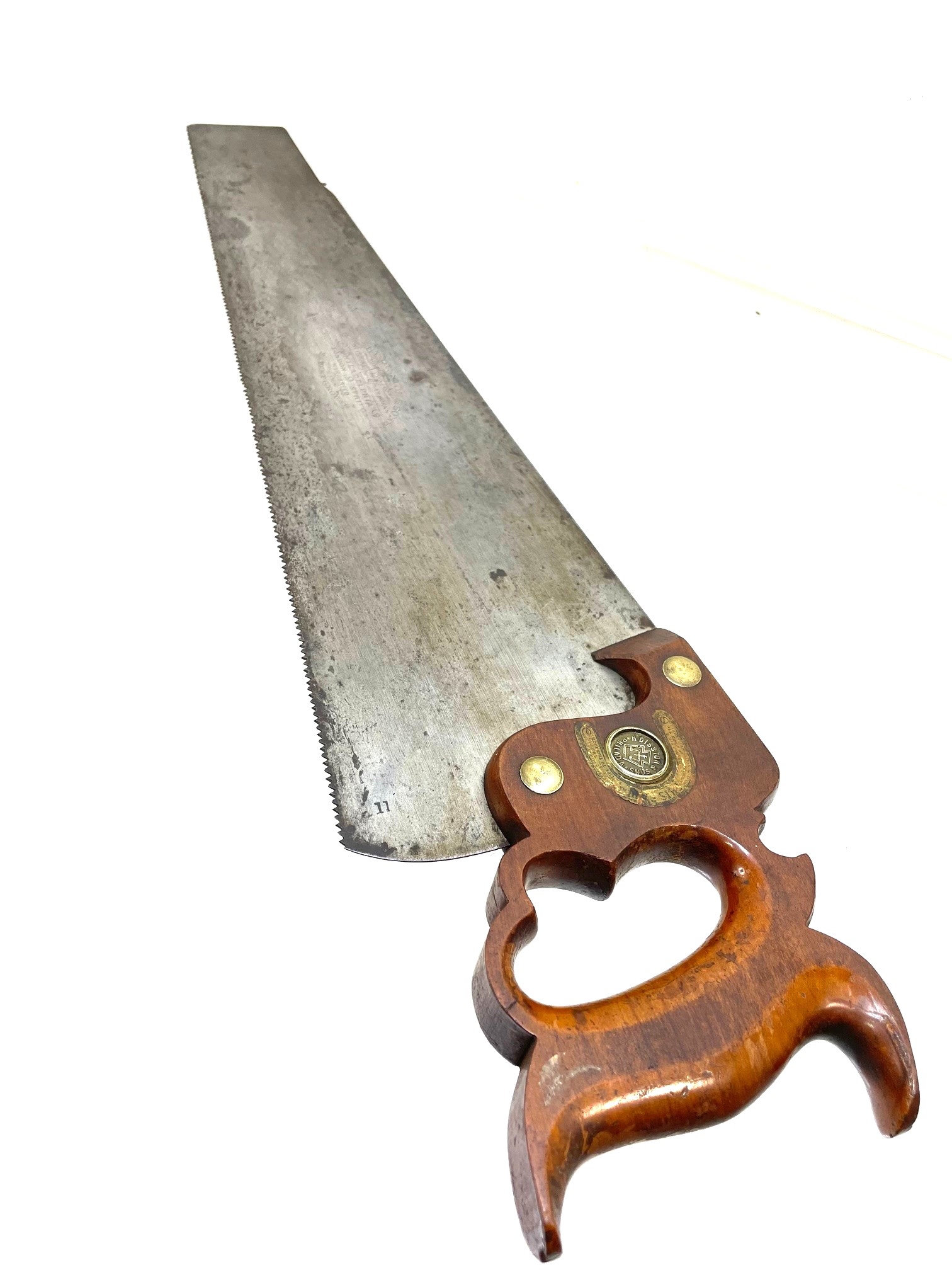 Amazing Disston 9 Panel Saw With Handle Label and Full Etching 18