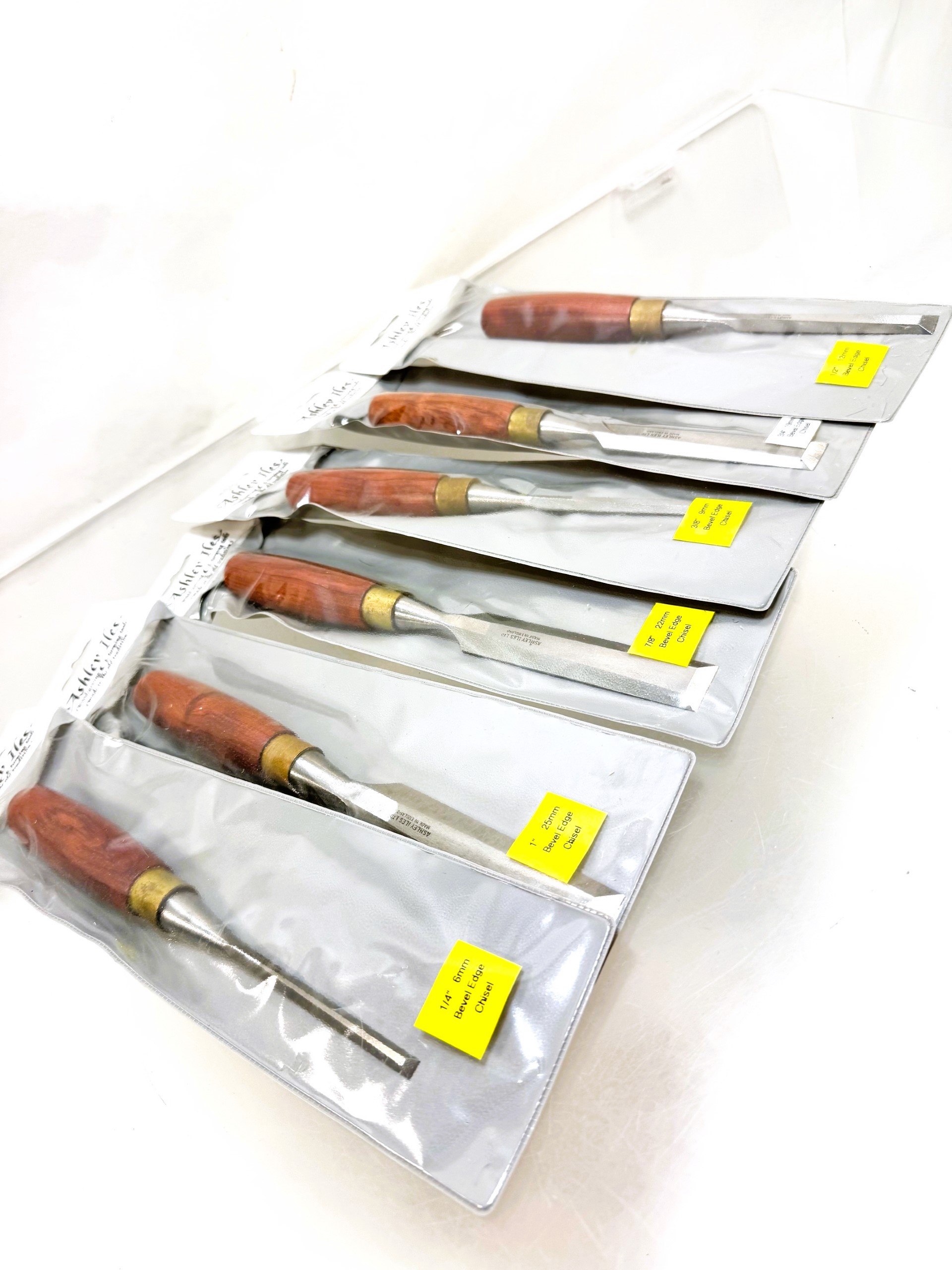 Superb Set of 6 Mint Ashley Iles Bevel Edge Chisel Scary Sharp And ...