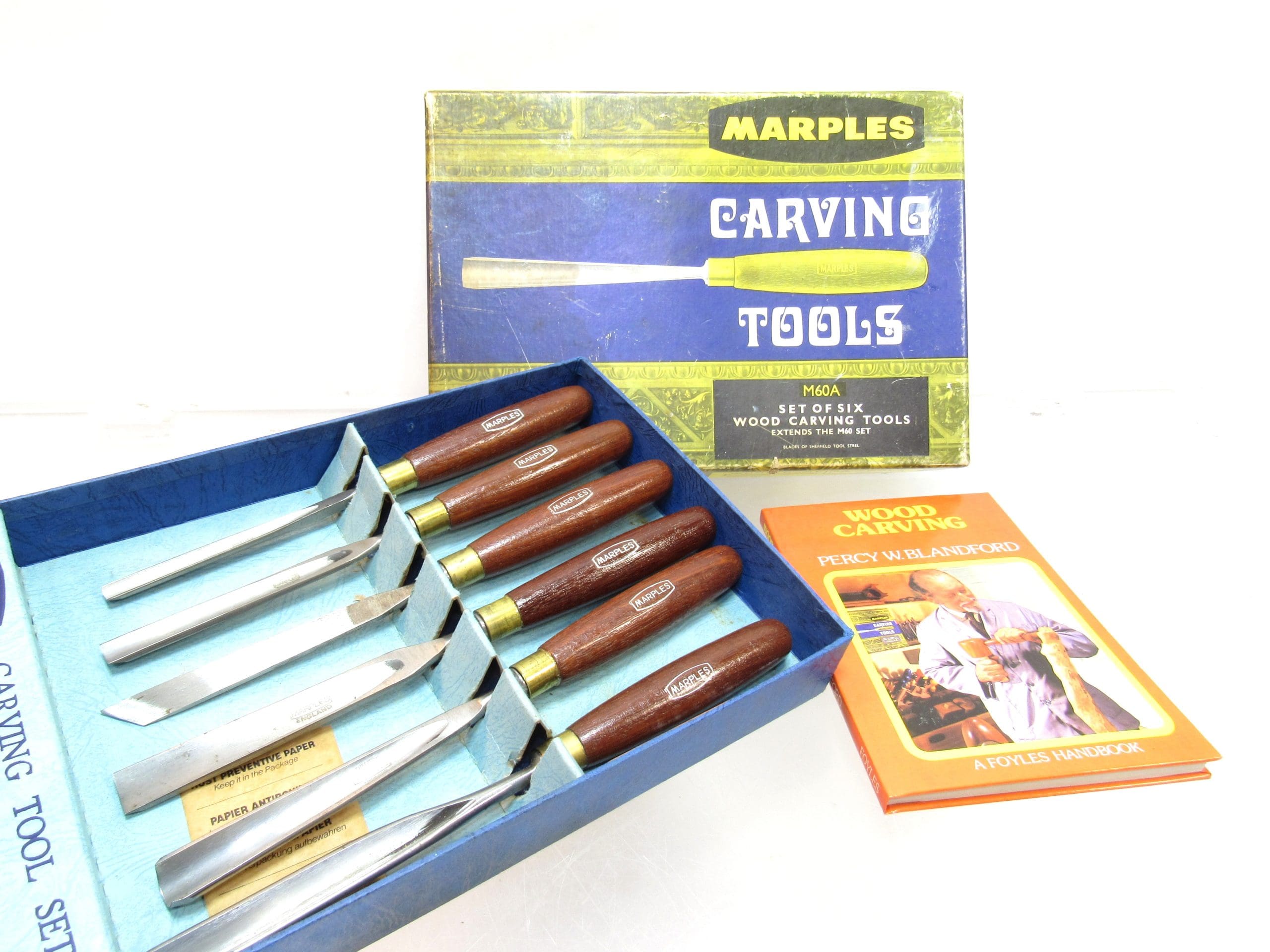 Superb Set Of 6 Marples # 60A Carving Chisels In Original Box With A ...