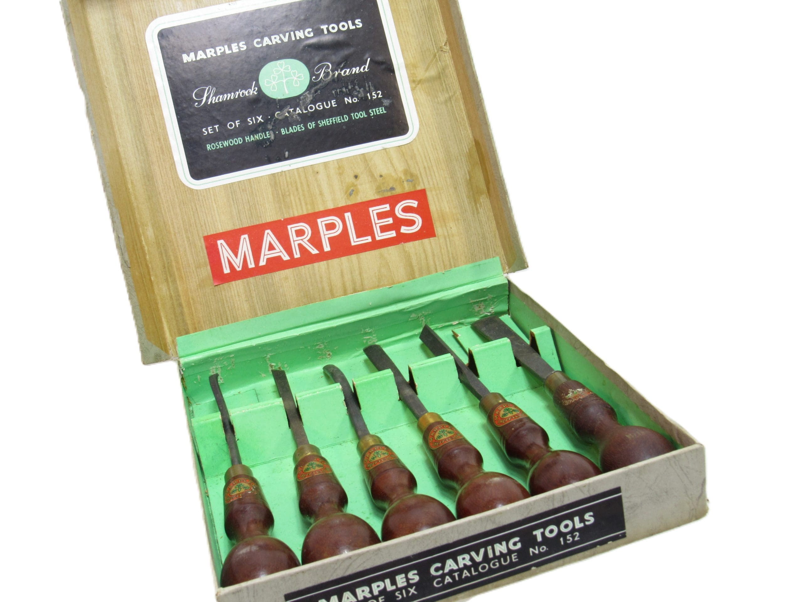 Fine Marples Shamrock Brand Wood Carving Chisel Set # 152 In Original ...