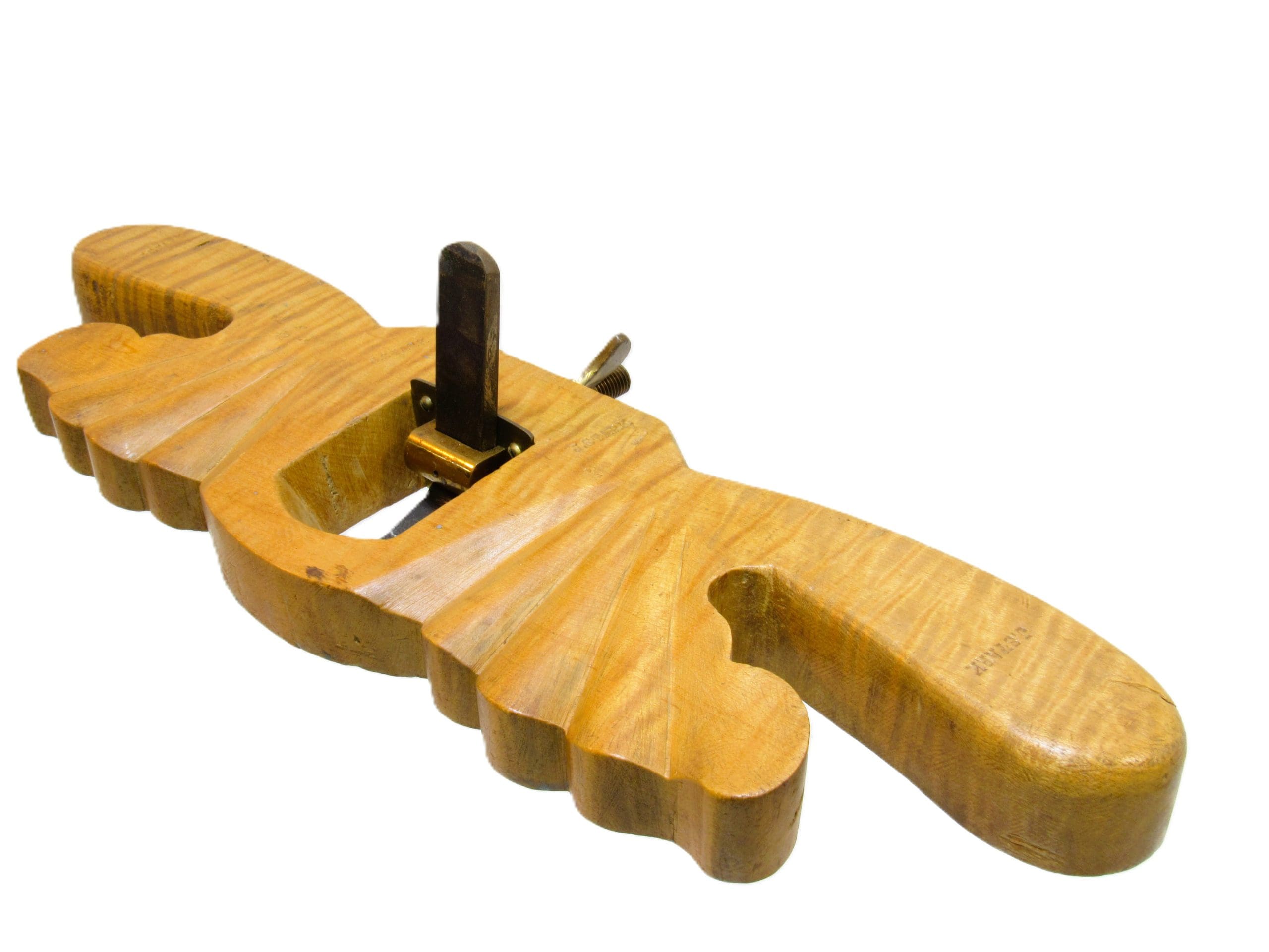 Military Router Plane Exquisite Early Large Carved Wooden Router Plane Tiger Striped & 7/8 ...